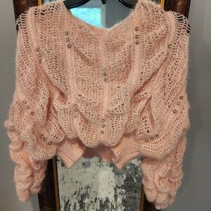 Elegant Pink Sweater with Rhinestone Accents